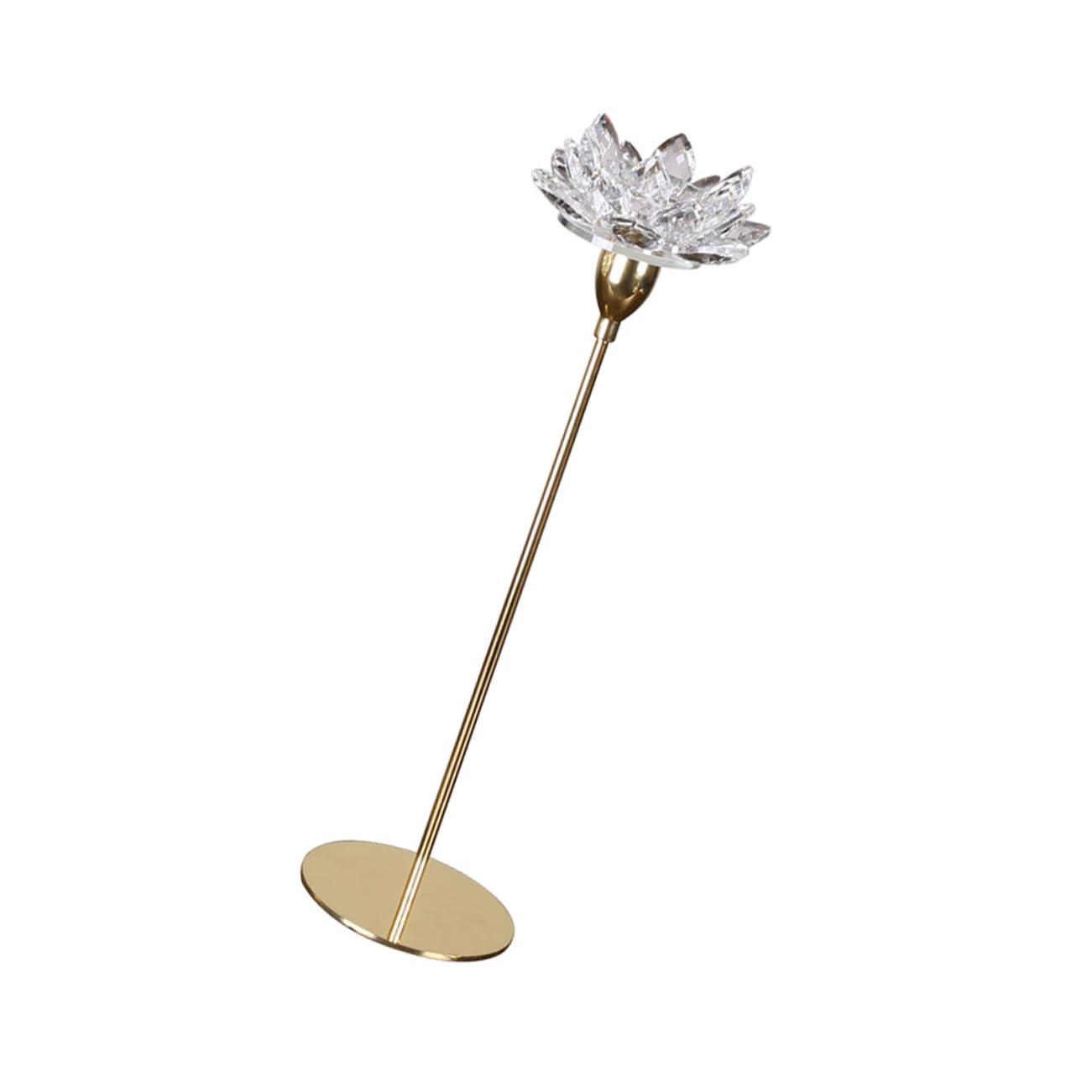 SUPVOX Metal Candlestick Holder Small Crystal Lotus Design, Romantic Wedding Candle Stand Ornament for Dining Room Decor