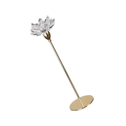 KICHOUSE Metal Crystal Lotus Candlestick Holder Small Gold, Simple Decorative Candle Stand for Wedding and Romantic Home Décor