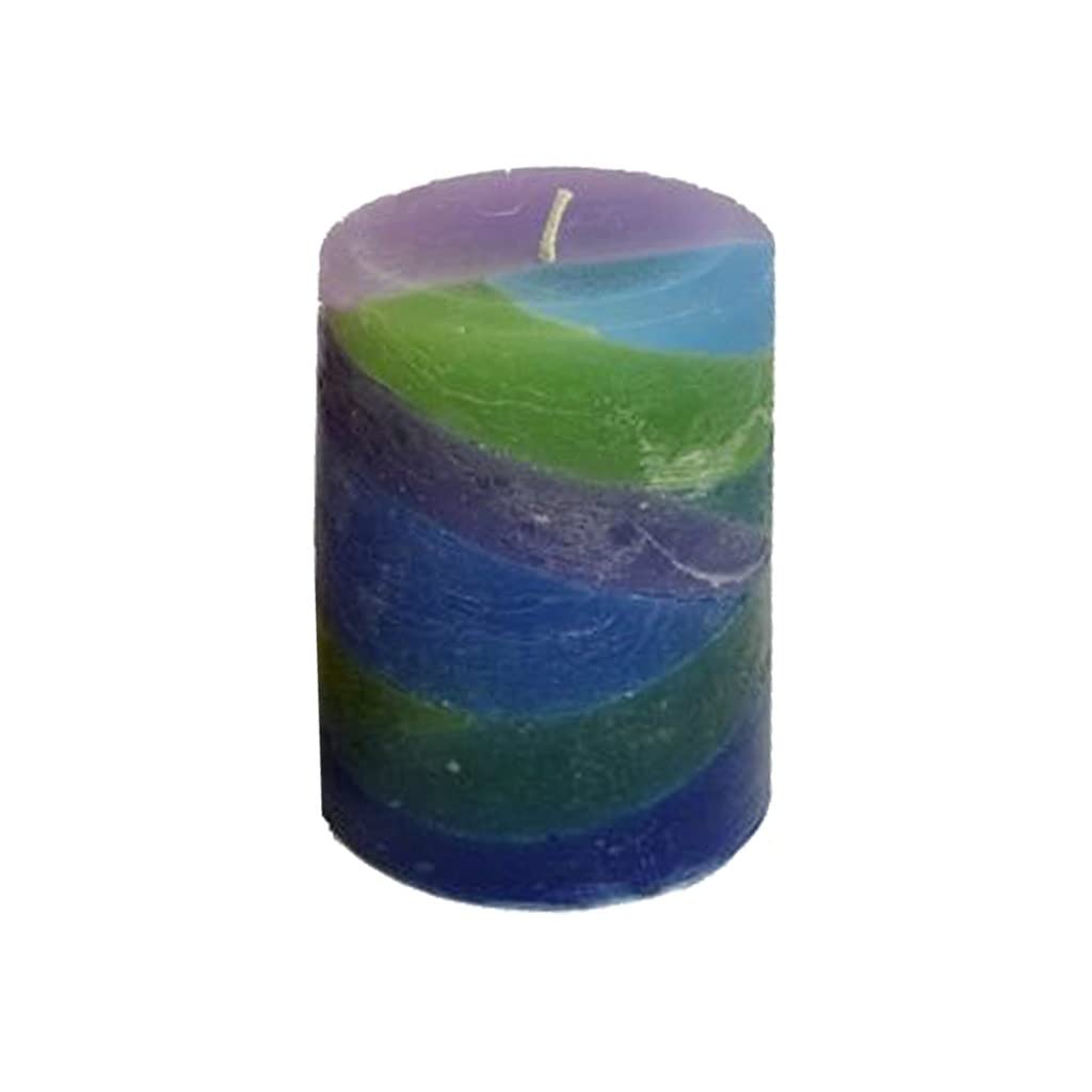 Candlestock Handmade Unscented Layer Pillar Candles (4x4, Sea Glass)