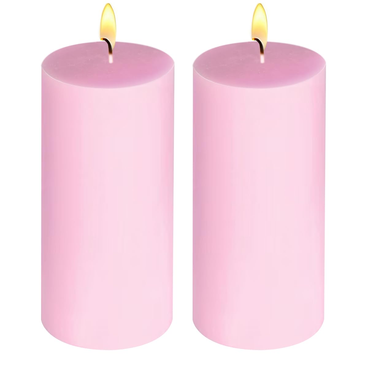 2 Pack 3x6 Inch Pale Pink Unscented Pillar Candles - 70 Hour Long Burning Dripless Smokeless Candles for Valentine's Day Christmas Home Decor Weddings Festivals