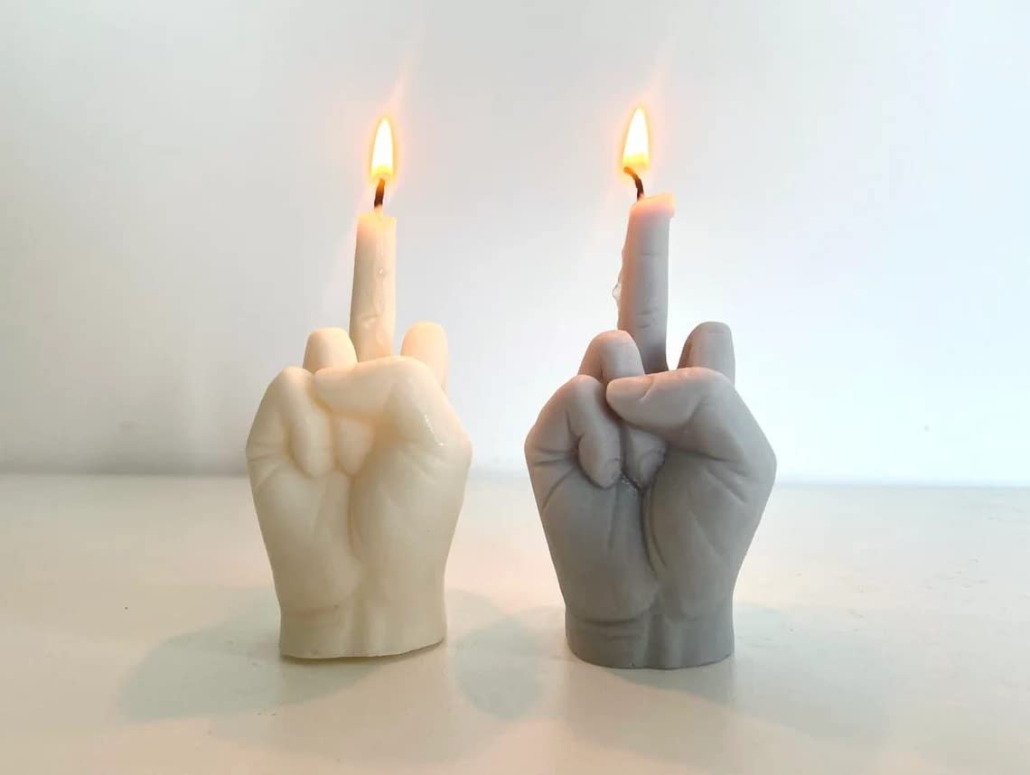 Middle Finger Candle, Homemade soy candle, Hand Fuck Candle, Teen Room Decor Candle, Funny Aeshetic Candle, Hippie Candle (White, LAVENDER)