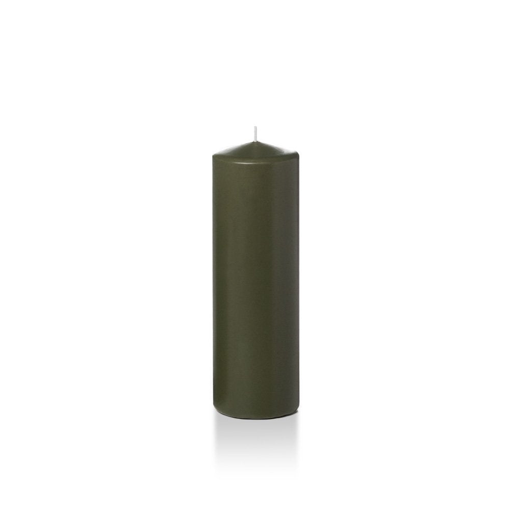 yummi 2.25" x 7" Olive Slim Round Pillar Candles - 4 per Pack