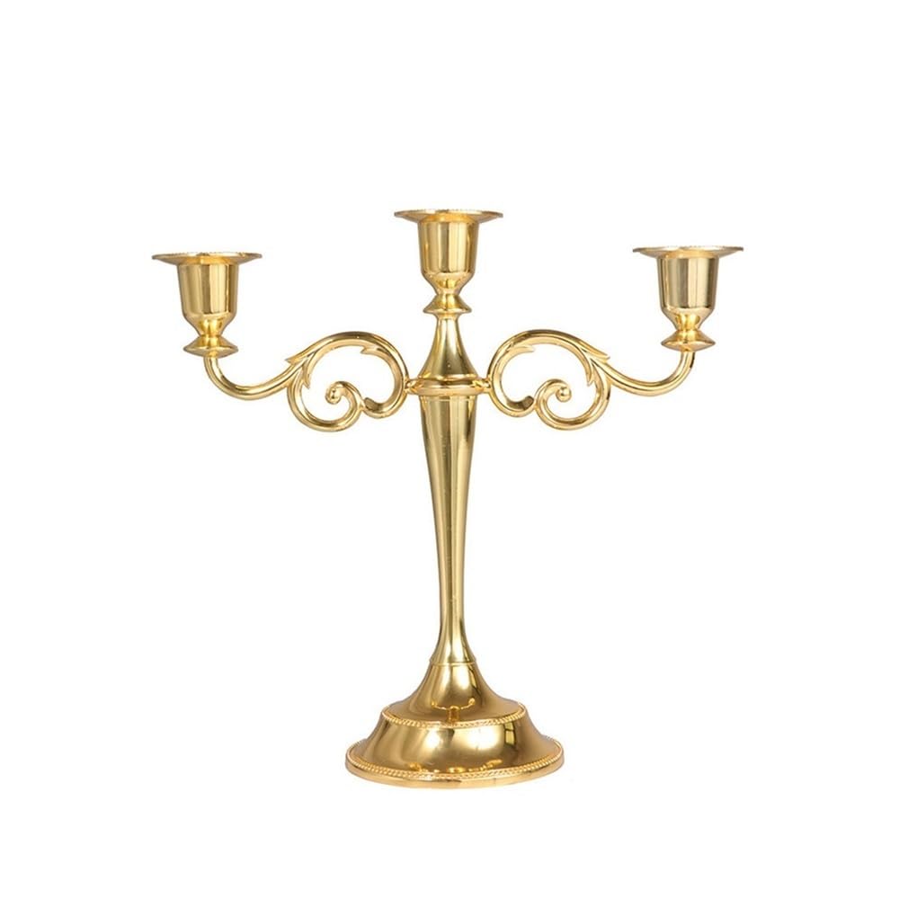 cfycfy987 Candelabra Retro Five-Headed Metal Candlestick for Wedding Dining Table Christmas Party Home Decoration Candle Sticks Holder(Gold)
