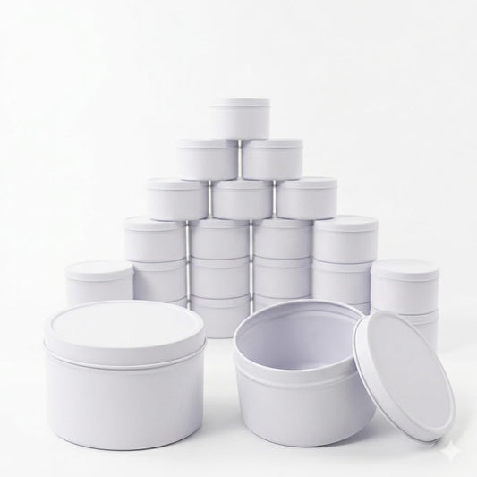 Aroparc Candle Tins 8oz, 24 Piece Bulk Containers for Candle Making Supplies Candle Jars with Concave Lids - White