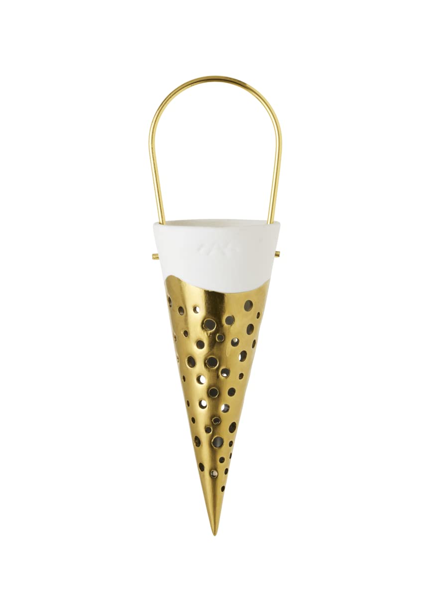 Kahler Nobili Hanging Cone | Satin Gold Bone China | 7.1 Inches Tall