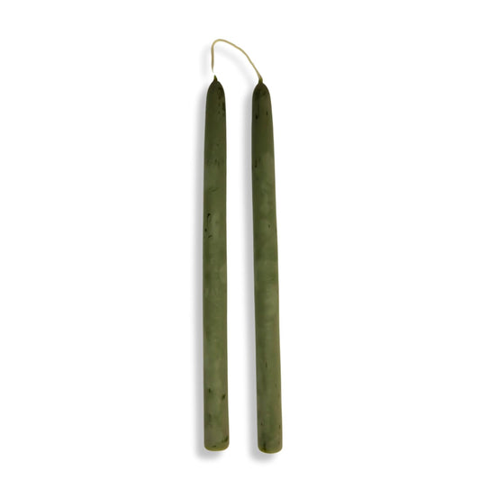 Candlestock Beeswax Taper Candles – Standard 7/8" Diameter, Pure 100% Natural USA Beeswax, Cotton Wick, Dripless, Long-Burning, Handmade in Woodstock, NY- 12 Inches - 1 Pair (2 Candles) - Sage