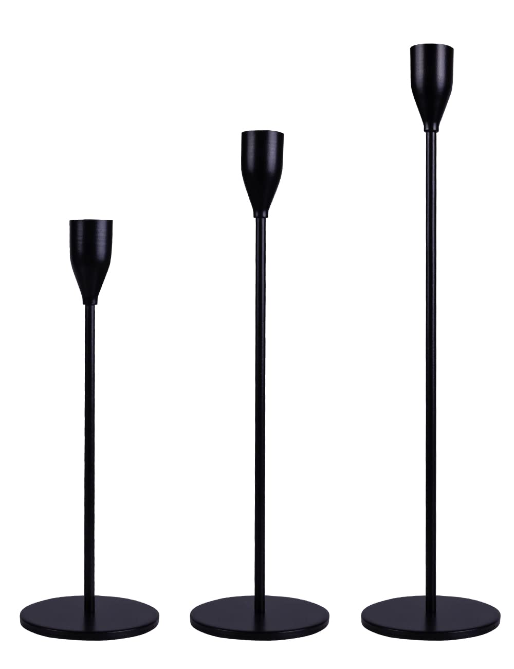 Candle Holder Black Candlestick Holders Set of 3 for Taper Candles, Matte Metal Candle Holders for Wedding Anniversary Party Mother's Day Dining Table Centerpiece Home Decoration