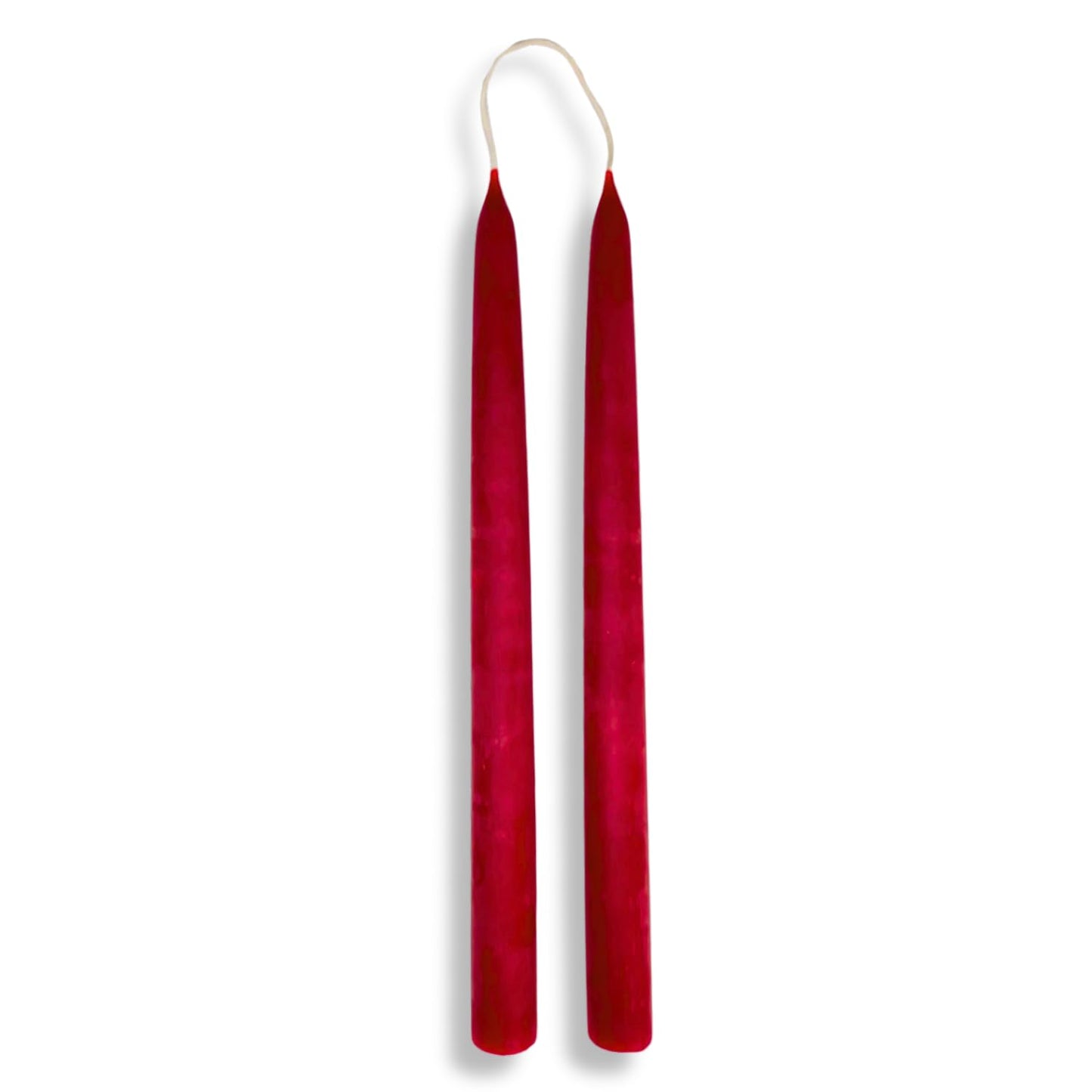 Candlestock Beeswax Taper Candles – Standard 7/8" Diameter, Pure 100% Natural USA Beeswax, Cotton Wick, Dripless, Long-Burning, Handmade in Woodstock, NY- 10 Inches - 1 Pair (2 Candles) - Rose Red
