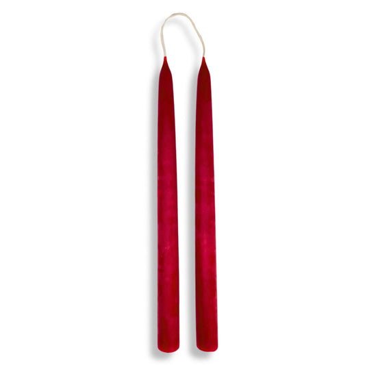 Candlestock Beeswax Taper Candles – Standard 7/8" Diameter, Pure 100% Natural USA Beeswax, Cotton Wick, Dripless, Long-Burning, Handmade in Woodstock, NY- 10 Inches - 1 Pair (2 Candles) - Rose Red