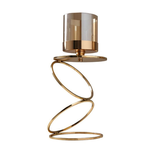 Candlestick Holders Alloy Glass Candle Holder, Creative Geometric Candlestick Ornaments Holder for Wedding/Candlelight Dinner/Party/Festival Decoration Candle Holders (Color : A)