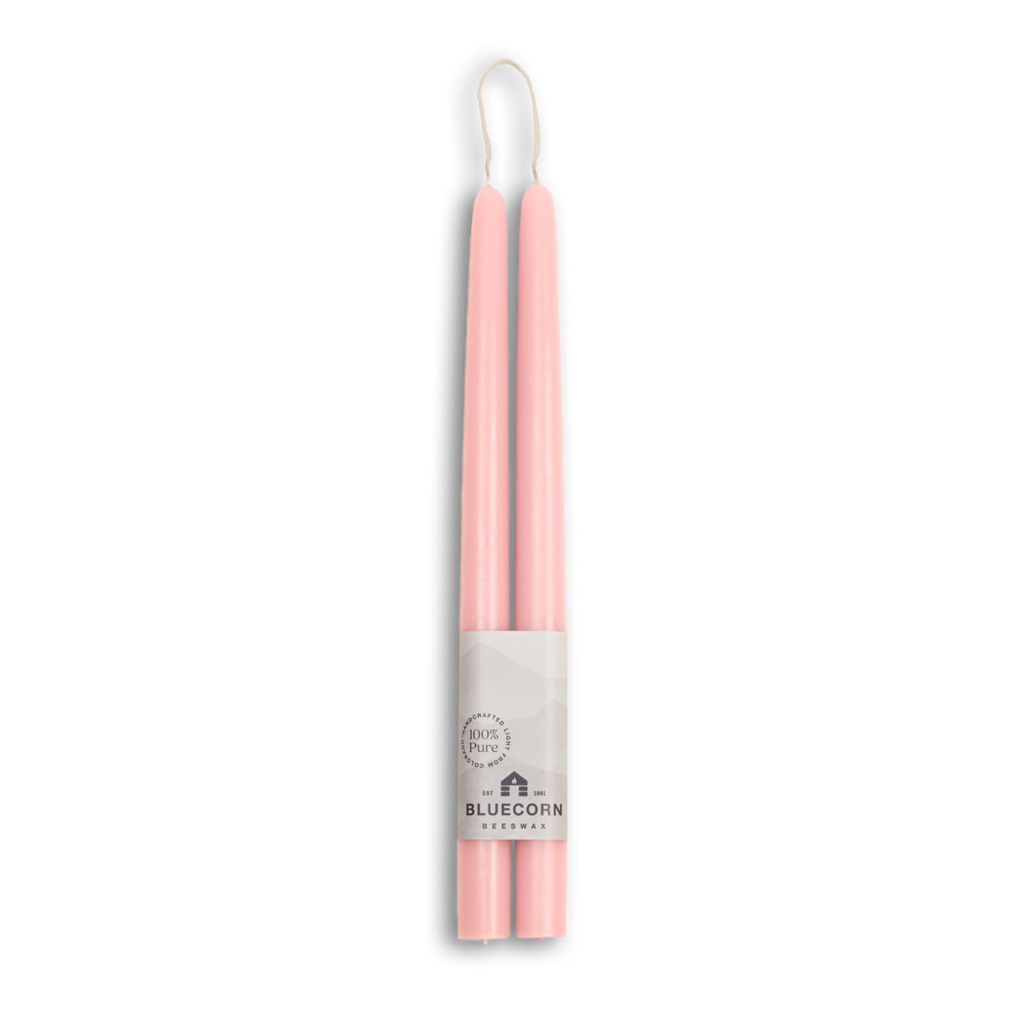 Bluecorn Beeswax Taper Candles, 100% Pure Natural Bees Wax, Pair of 12 Inch Light Pink Tapered Candlesticks, Clean Burning & Dripless, Fragrance Free, Long Lasting, Home Decor, American Made,1 Count