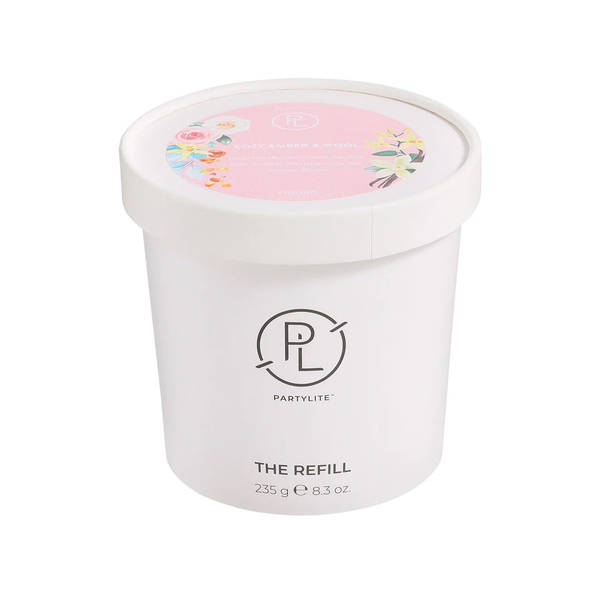 PartyLite Cozy Amber & Wool Scented Candle Refill, Notes of Whipped Vanilla & Soft Suede with Cozy Musk, 10oz 1-Wick Aromatherapy Candle, Upto 40 Hours of Luxury Fragrance, Sustainable Premium Soy Wax