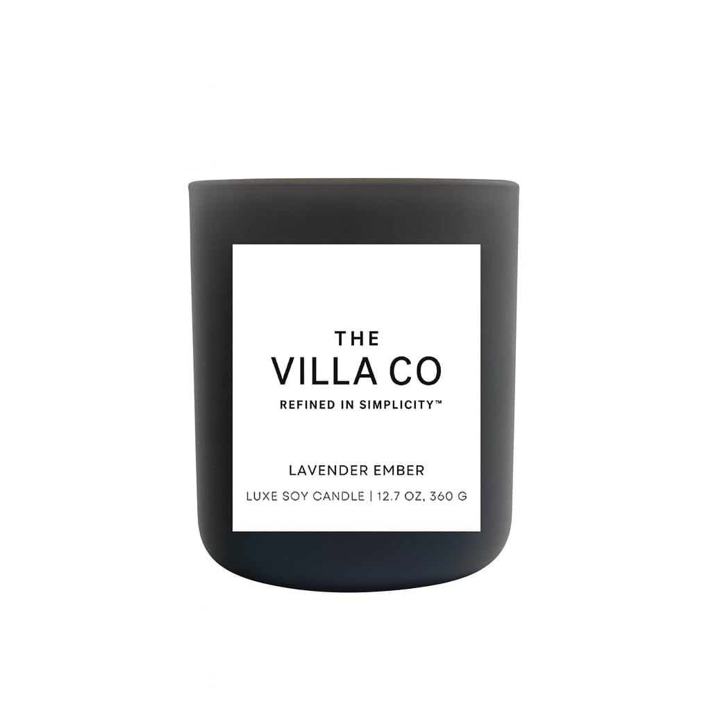 The Villa Co - Lavender Ember | Scented Candle for Women & Men | Hand-Poured, Aromatic & Fragrant | 60 Hour Burn Time 12 OZ | Soy Based | Phthalate Free | Made in USA