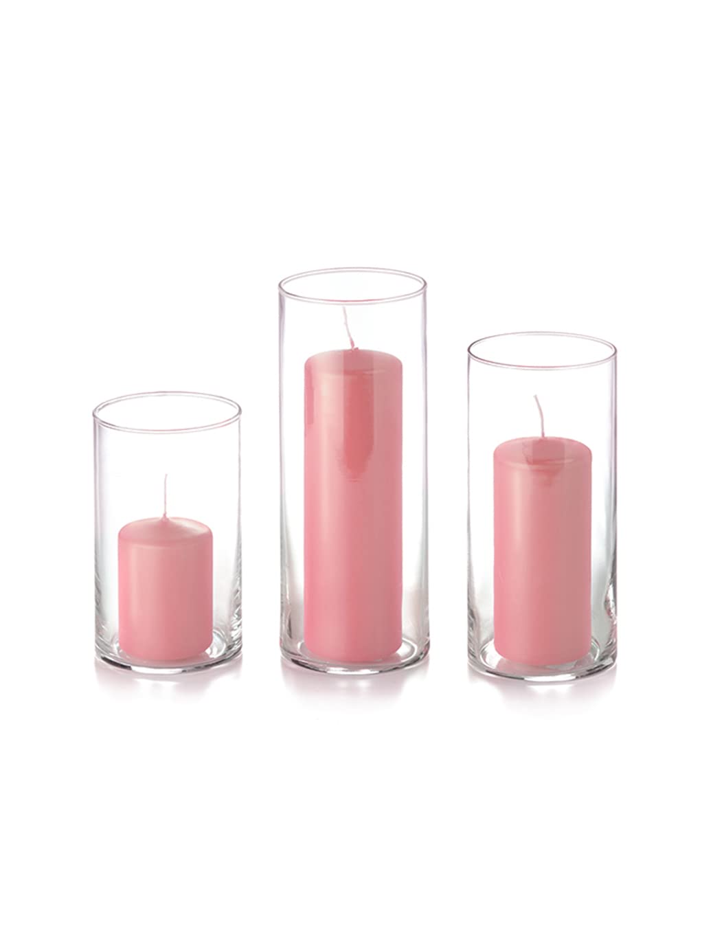 yummi Set of 12 Slim Pillars and Cylinder Vases - Light Rose