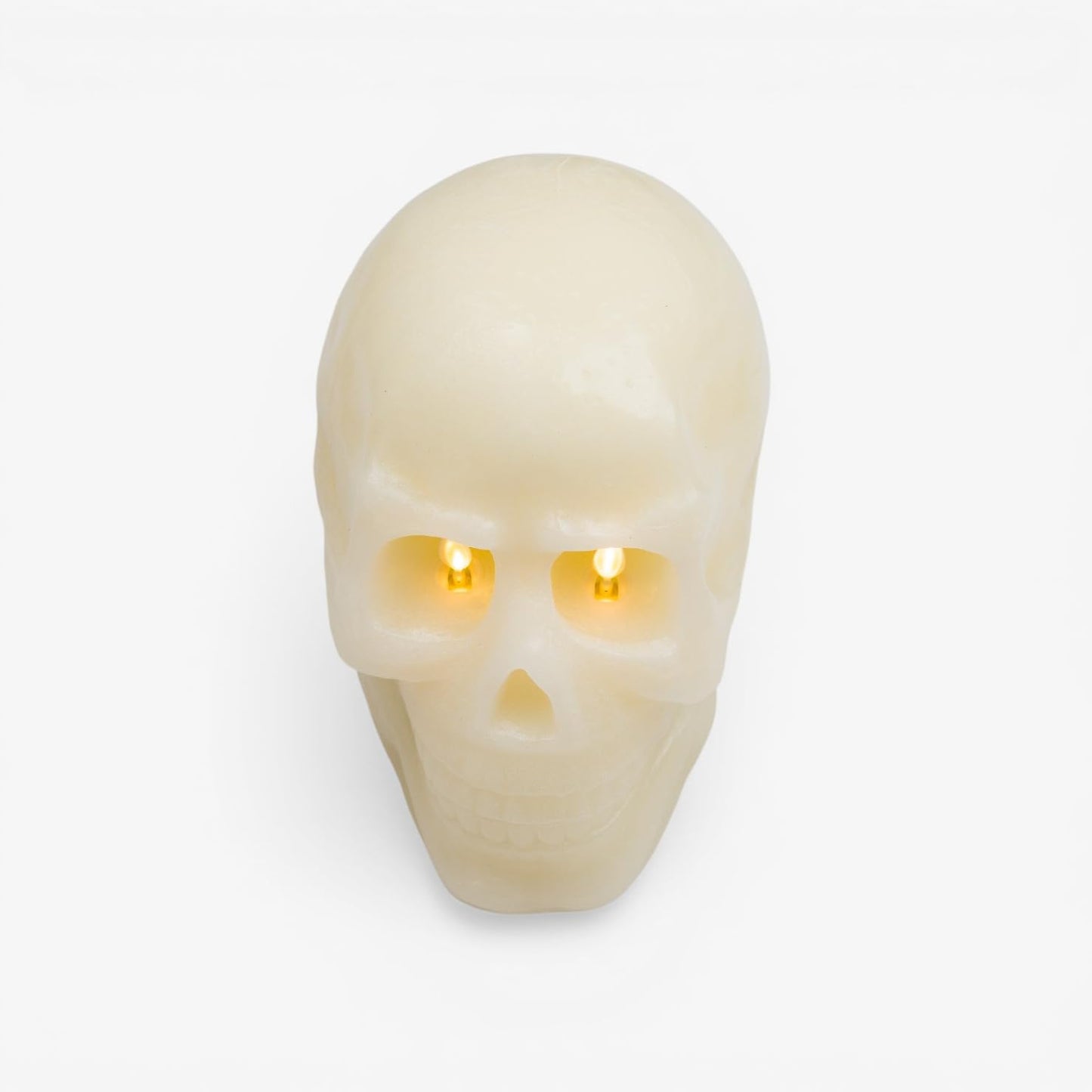 Luminara EXC COL Flameless Moving Flame Ivory Skeleton Skull with Dual Flames Figural Real Wax LED Candle, Unscented, Timer