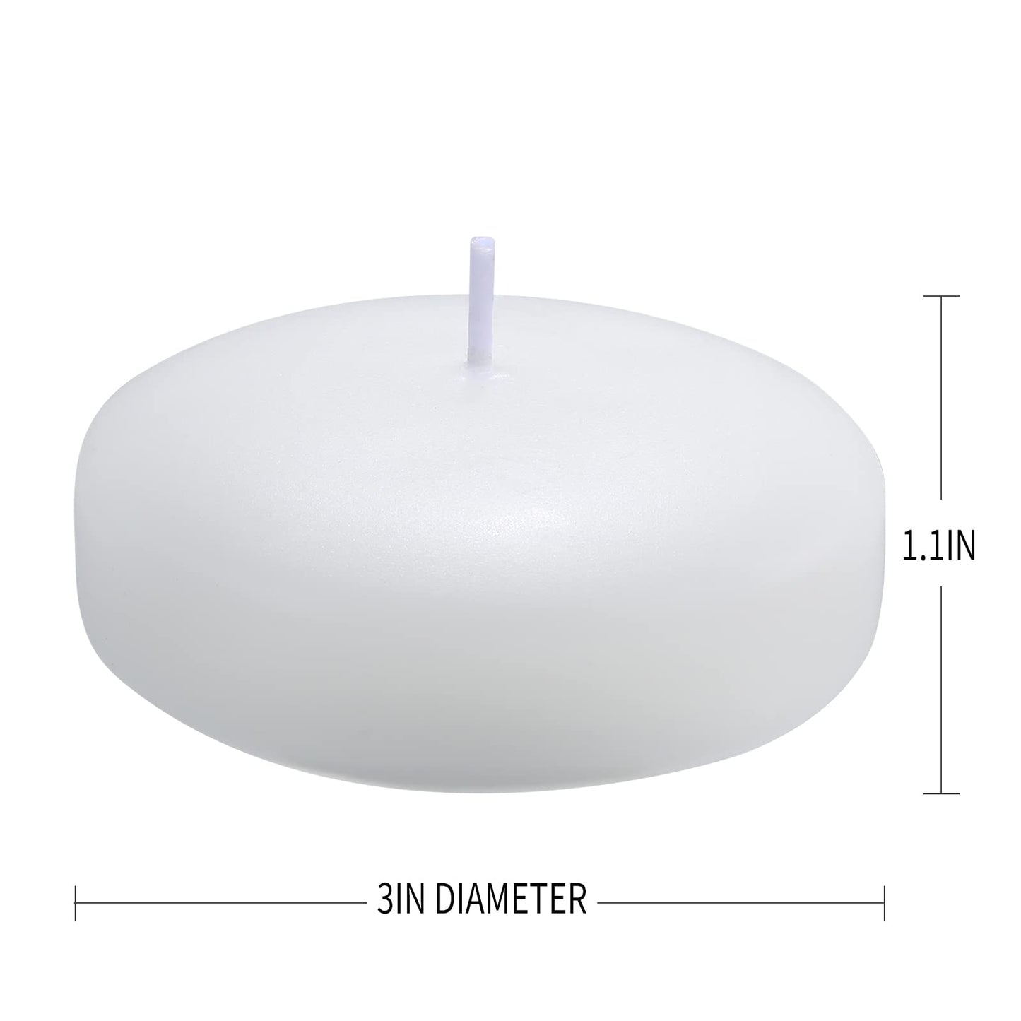 KNOURT 12 Pack Floating Candles, 3” White Unscented Dripless Wax Burning Candles, for Weddings, Party, Cylinder Vases, and Home Decorations…