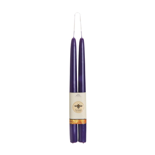 Big Dipper Wax Works Eggplant Purple Hand-Dipped Beeswax Taper Candles – 12” x 7/8”, 2-Pack, 100% Pure Beeswax, Long Burning, Clean, Cotton Wick, Handmade in USA, Home Décor & Wedding Candles