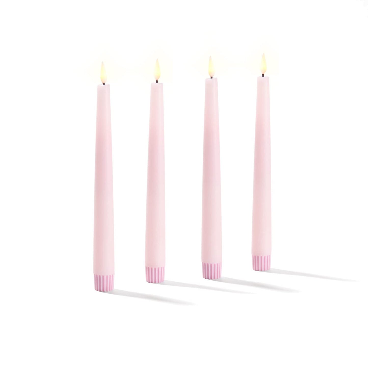 LampLust Flameless Taper Candles with Remote, 9 Inch, 4 Pack Pastel Pink Candlesticks, LED Flickering Flameless Candles for Baby Shower Gender Reveal, Summer Table Decor & Party Decorations