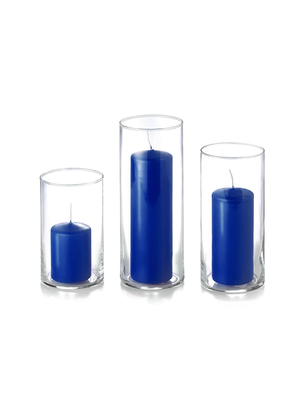 yummi Set of 36 Slim Pillars and Cylinder Vases - Royal Blue