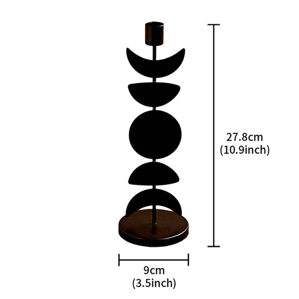 Iron Taper Candle Holder Matte Black Tall Star Moon Candlestick Holders Decorative Candle Stand Candlestick Holder for Wedding, Dining Table, Party Home Decoration (A)