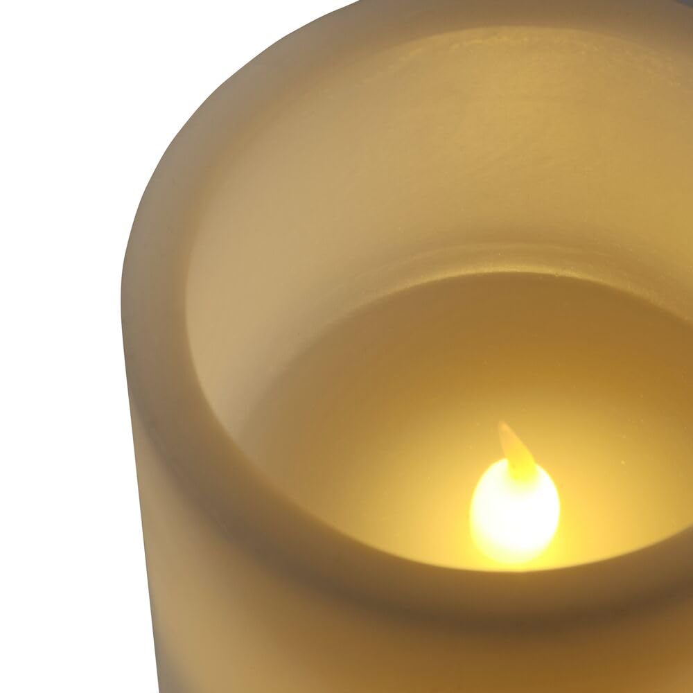 Mikasa 4x6 Inch White LED Pillar Candle with Flickering Flame - Real Wax Battery Operated Candle with Timer, Flameless Candle for Home Decor, Weddings, Holidays and Seasonal Displays