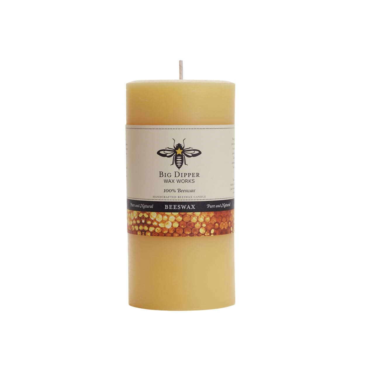 Big Dipper Wax Works 100% Pure Beeswax Pillar Candles (1 Pack) – 3" x 6" Handmade in USA, Long Burning Clean Soot-Free, Natural Honey Aroma, Eco-Friendly Cotton Wick, Home Décor & Meditation