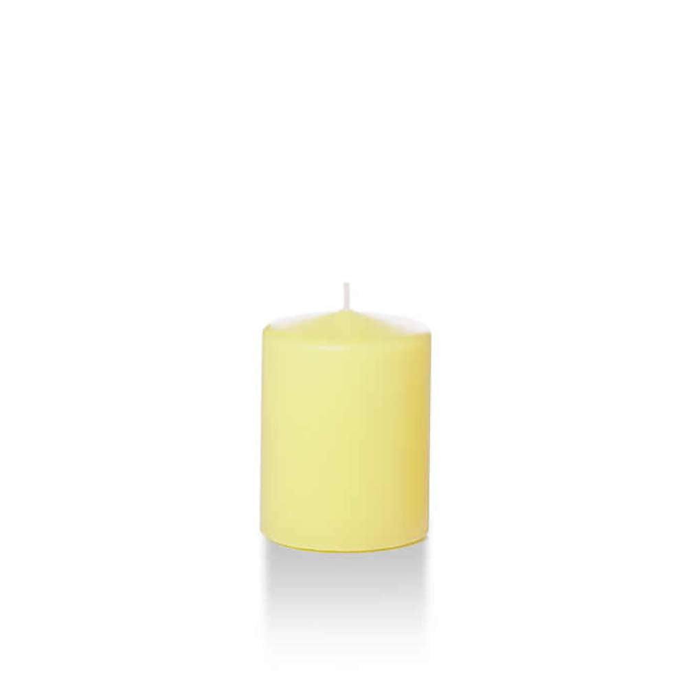 yummi 2.25" x 3" Buttercup Yellow Slim Round Pillar Candles - 4 per Pack