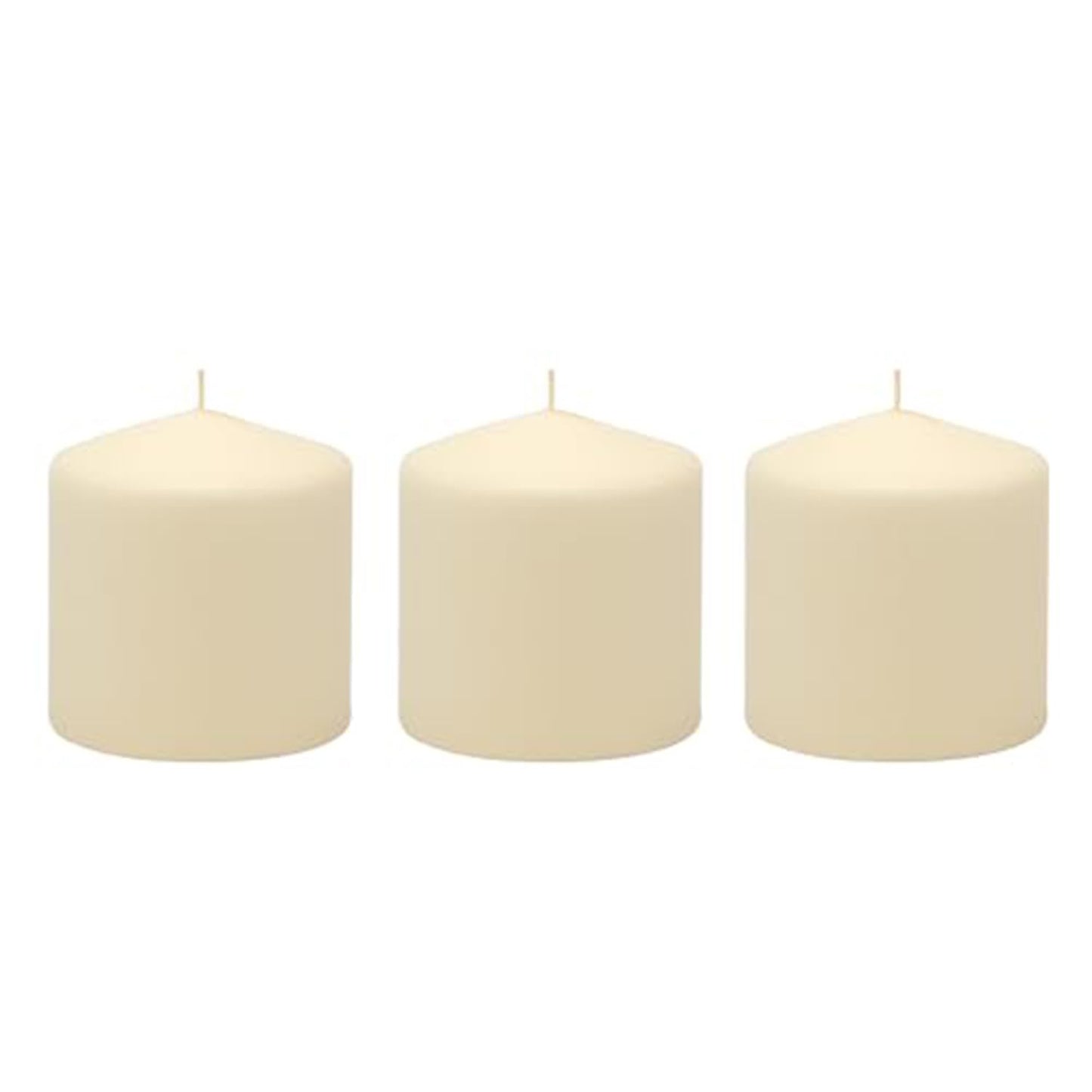 Stonebriar Unscented Pillar Candles – 18 Hour Burn Time, Long-Lasting Wax Candles for Weddings, Holidays, Home Décor & Special Events, Pack of 3, Ivory, 3" x 3"