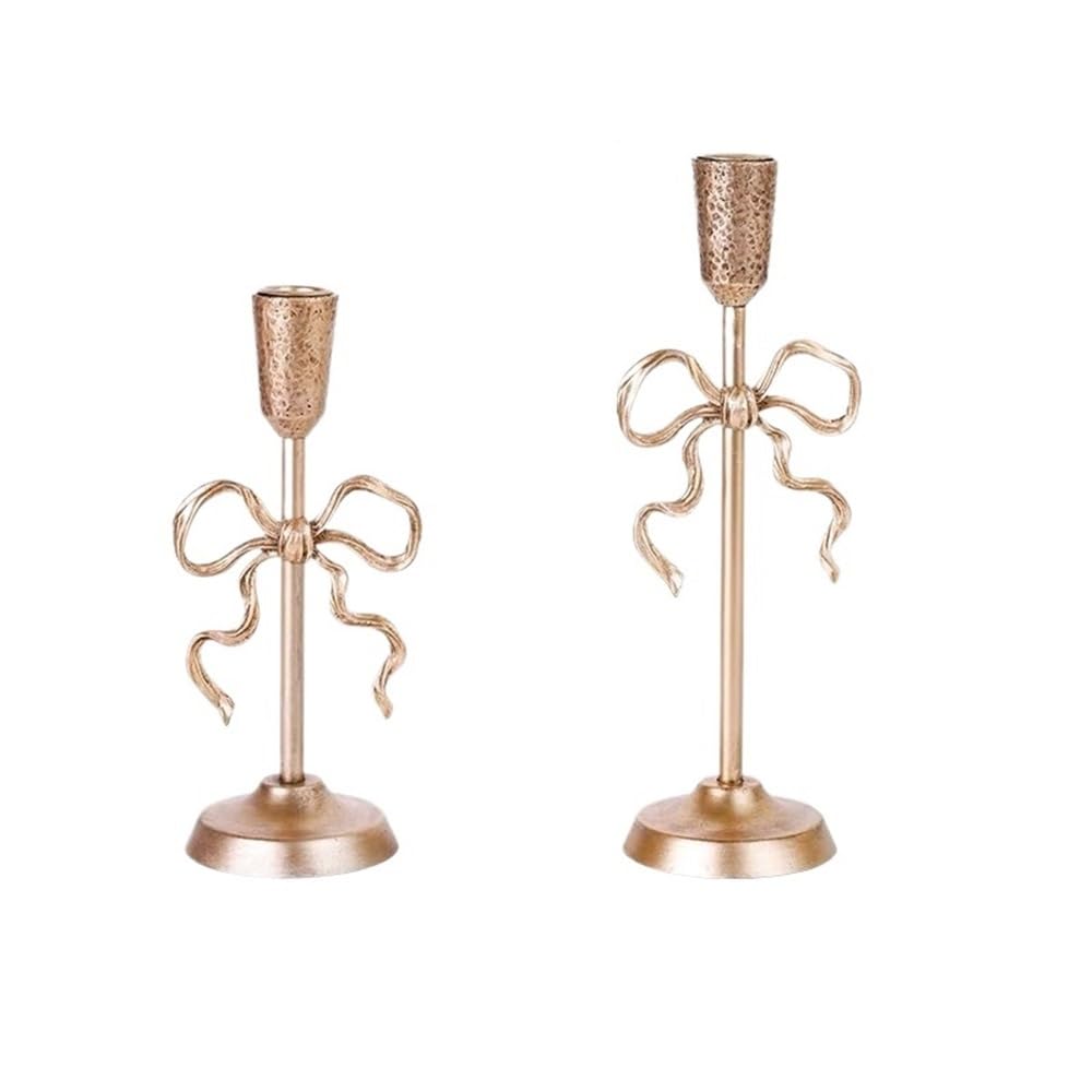 Candlestick Holders 2 Pcs Light Luxury Golden Candlestick Ornaments Elegant Candle Holder for Wedding, Church, Halloween, Dining, Home Decor Candle Holders