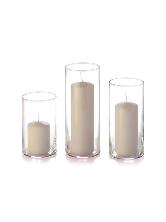 Yummi Set of 36 Slim Pillars and Cylinder Vases - Sandstone