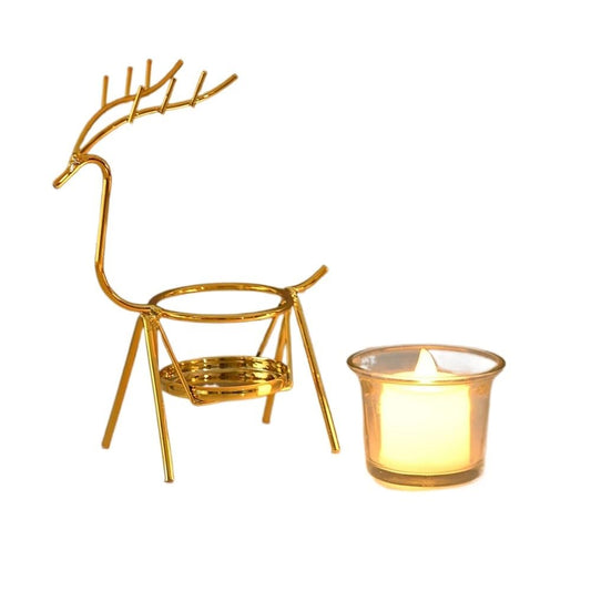 Candlestick Holders Reindeer Candlestick Tea Light Deer Metal Iron Candle Holders for Christmas Wedding Home Coffee Table Decor New Year Noel Gift Candle Holders (Color : Brass)