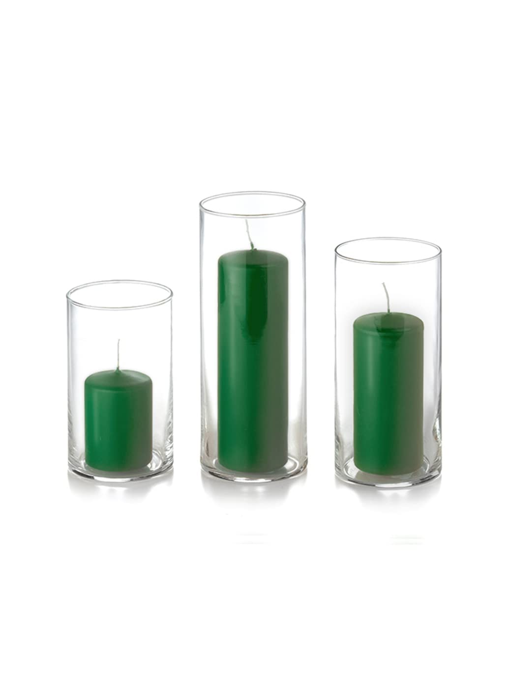 yummi Set of 36 Slim Pillars and Cylinder Vases - Hunter Green