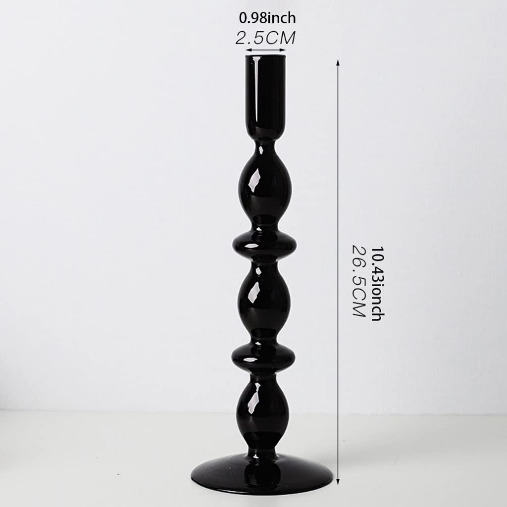 Candle Holder Modern Black Glass Candle Holder Table Top Candle Holder Ornament Suitable for Dinner Living Room Kitchen Dining Room Centerpiece Table Decorations