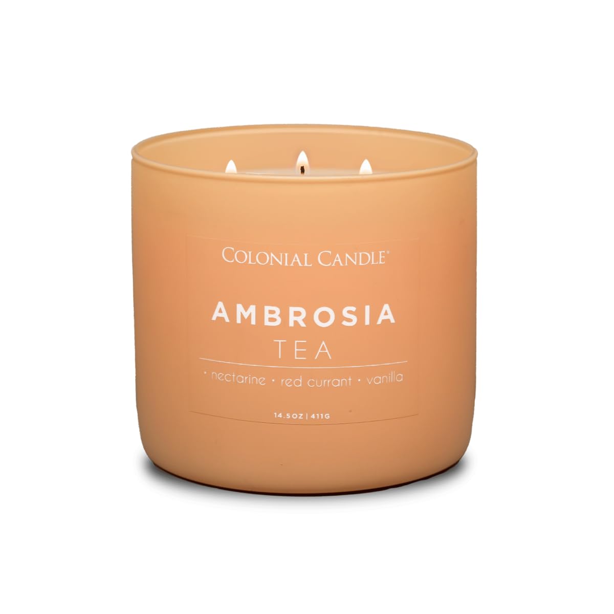 Colonial Candle Ambrosia Tea Scented Jar Candle, Pop of Color Collection, 3 Wick, 14.5 oz - Up to 60 Hours Burn