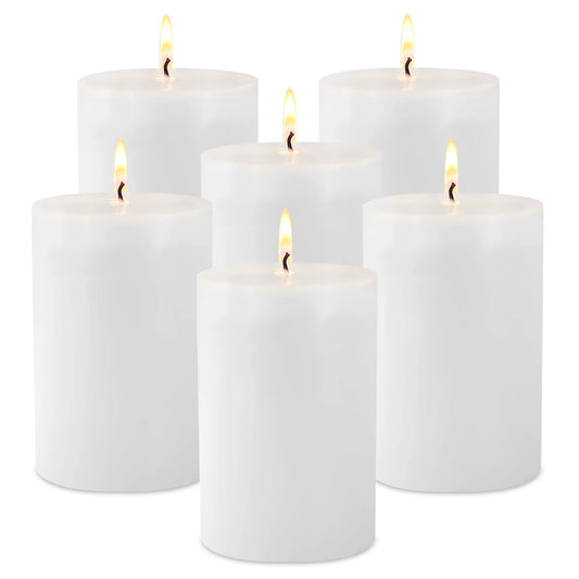 6 Pack Unscented Dripless Smokeless White Pillar Candles, 2.75x3.25 Inch Cylinder Wax Candles for Home Table Holiday Party Spa Decor Emergency