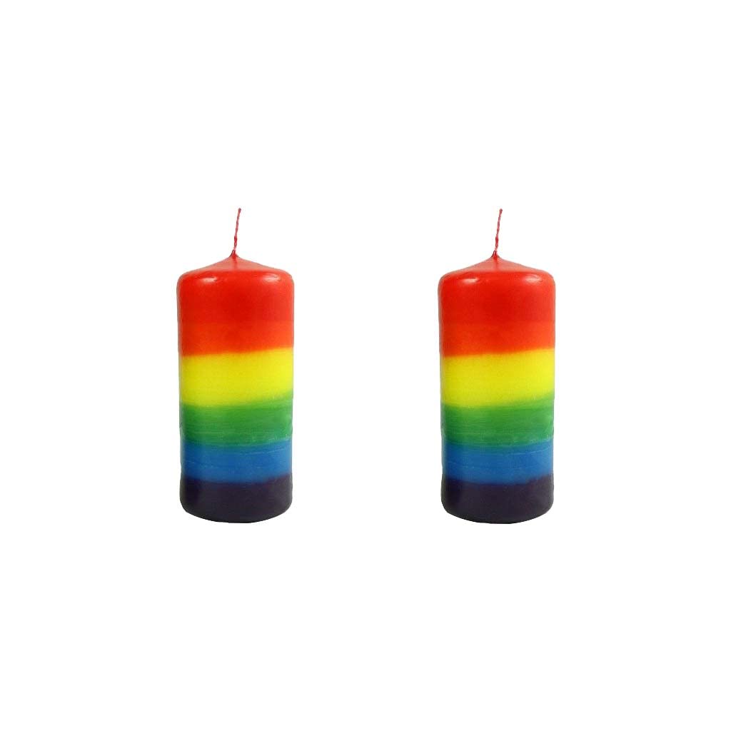 Candlestock Handmade Dripless Rainbow Pillar Candle Sets - 2 Inch and 3 Inch Diameter Pillar Candles (2x4 Pair)
