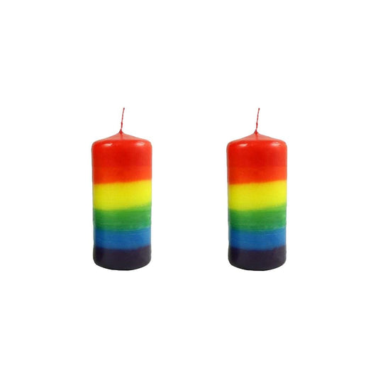 Candlestock Handmade Dripless Rainbow Pillar Candle Sets - 2 Inch and 3 Inch Diameter Pillar Candles (2x4 Pair)