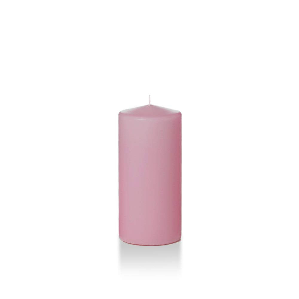 yummi Case of 12 3" x 6" Light Rose Round Pillar Candles