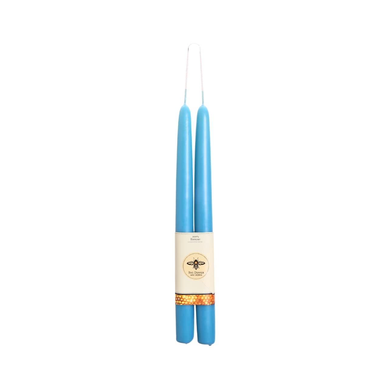Big Dipper Wax Works Sky Blue Hand-Dipped Beeswax Taper Candles – 12” x 7/8”, 2-Pack, 100% Pure Beeswax, Long Burning, Clean, Cotton Wick, Handmade in USA, Home Décor & Wedding Candles