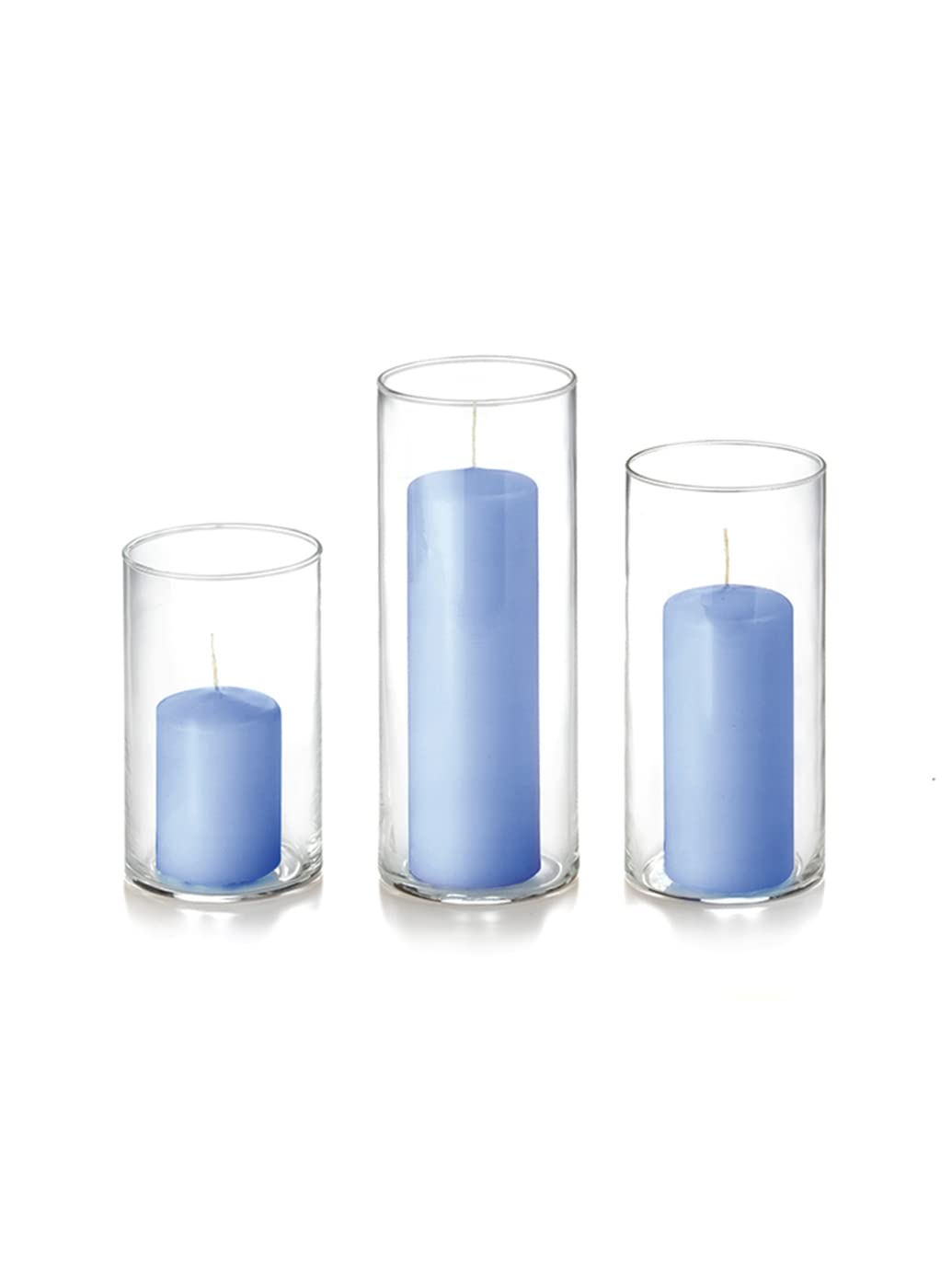 yummi Set of 36 Slim Pillars and Cylinder Vases - Periwinkle Blue