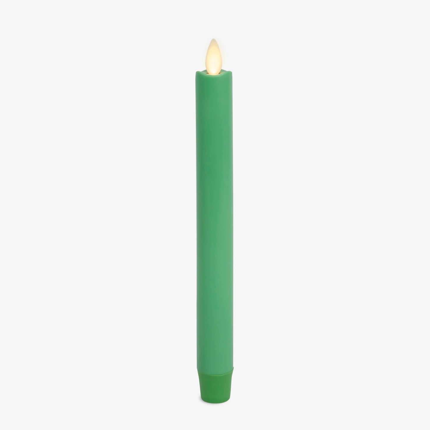 Luminara Flameless Candle Taper (1" x 9.5") Melted Top Real Wax Unscented Remote Ready Timer (Vibrant Green)