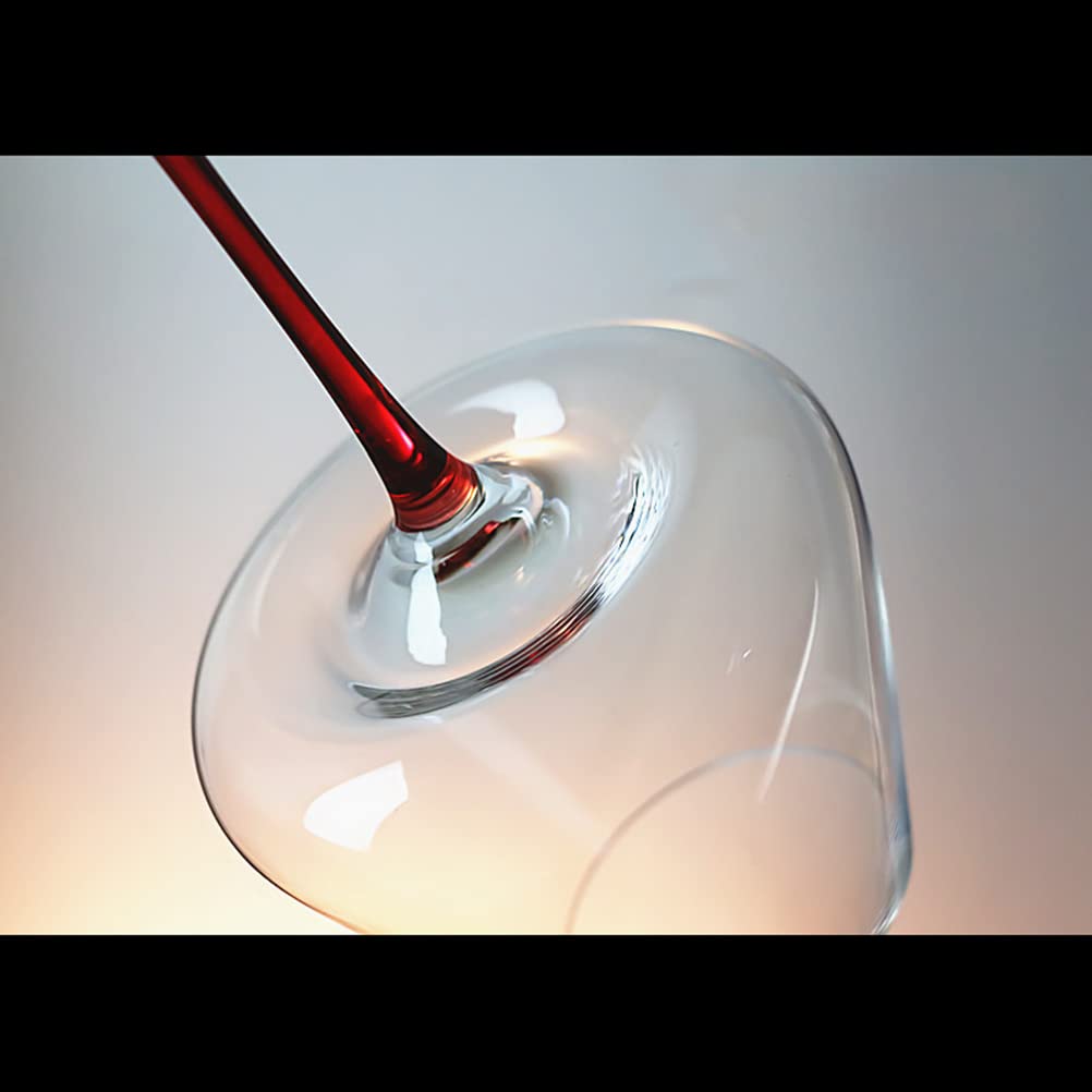 GAOGAO Huge Burgundy Wine Glasses Red Bottom Super Transparent Crystal Glass Goblet Set of 2 (720 ml)