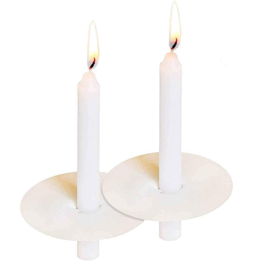 Grcdoyvl 200 White Church Candles with Drip Protectors for Devotional Candlelight Vigil Service, Box of 200 Candles, Unscented White 5" H X 1/2" D, No Smoke