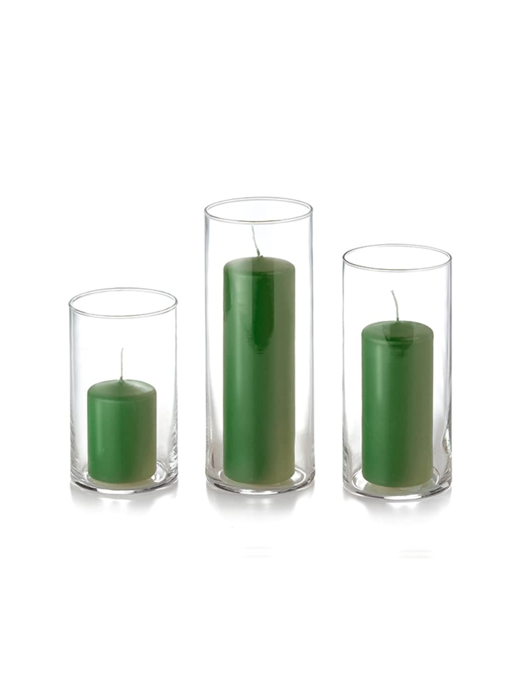 yummi Set of 36 Slim Pillars and Cylinder Vases - Green Tea