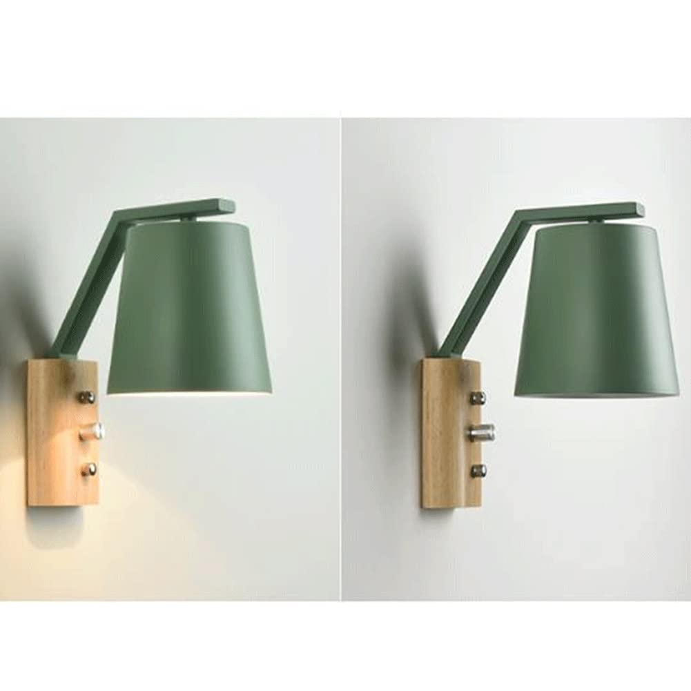 Wall Sconces Modern Nordic Coloured Wall Light Solid Wood Base Wall Sconce Rotary Switch Wall Mounted Lighting Fixture for Living Room Aisle Children's Kid's Bedroom Bedside Reading Wall Sconce Lighti