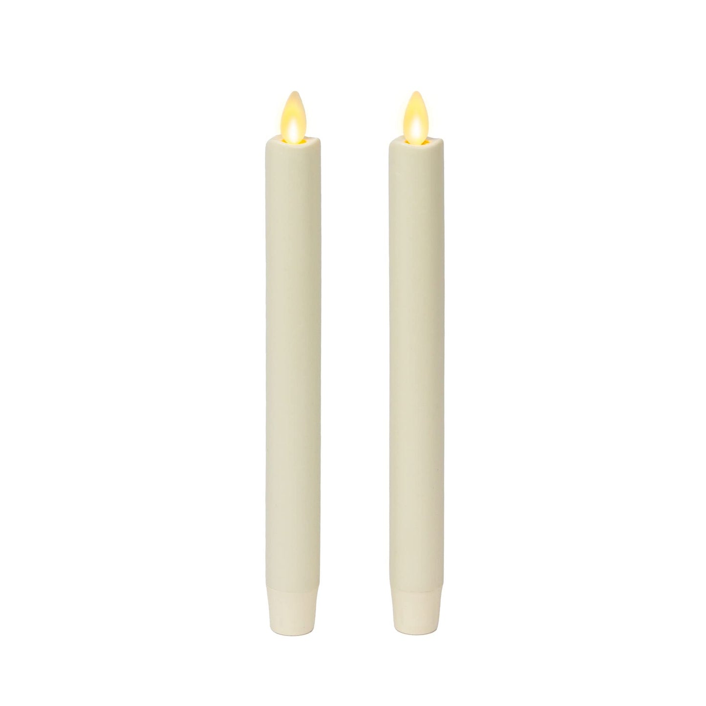 Luminara Set of 2 Moving Flame LED Taper (1x9.75), Flameless Candle, Melted Edge, Smooth Wax, Unscented (White)