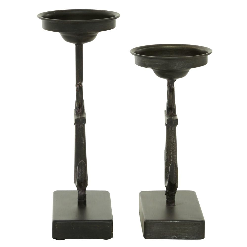 YUHUAWF Candle Holderss 2 Candle Black Metal Candle Holder, Set of 2 Decorative Candlestick