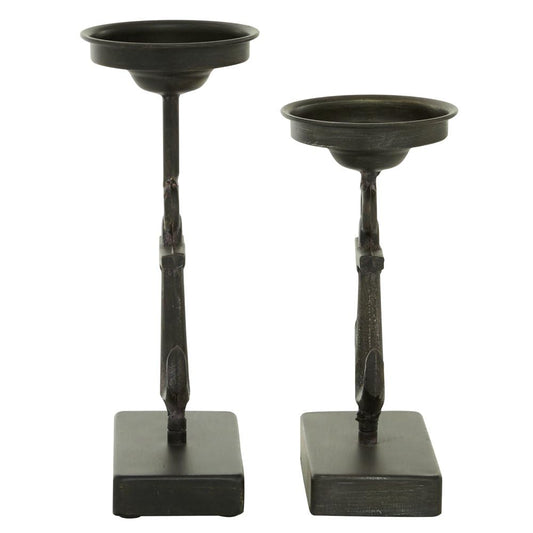 YUHUAWF Candle Holderss 2 Candle Black Metal Candle Holder, Set of 2 Decorative Candlestick