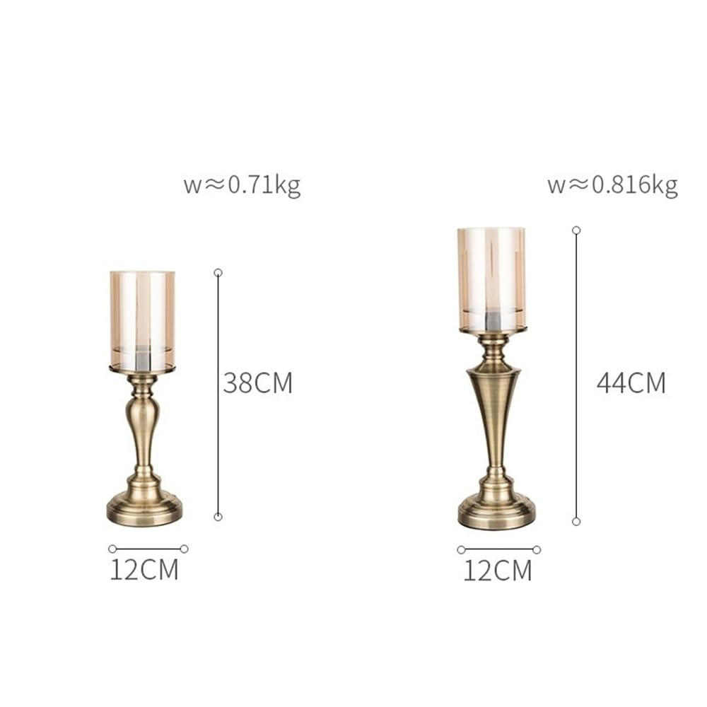 Candlestick Holders Creative Iron Candlestick with Glass Cover Home Dining Table Decoration Candlestick Ornaments Candle Holders(Small)