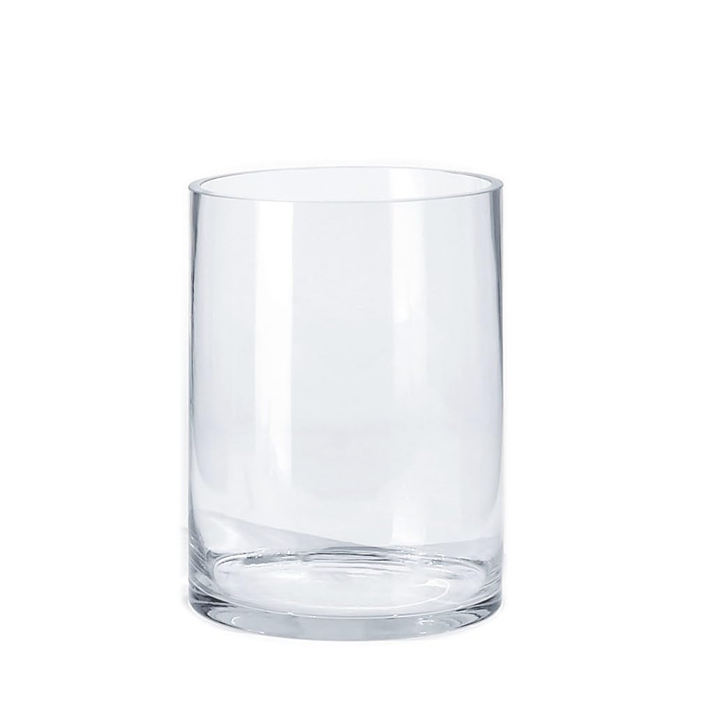 CYS EXCEL (H:12" D:6") Large Cylinder Clear Glass Vase for Wide Bouquet Flower Vase Centerpieces Display Hurricane Floating Candle Holder